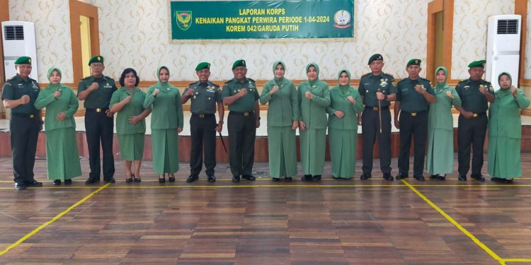 Kasrem 042/Gapu Pimpin Acara Laporan Korps Perwira Periode 1 April 2024